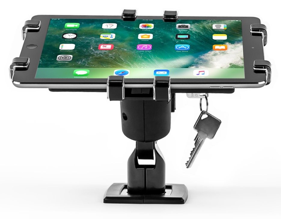 Gripzo tablet negro con iPad y llave mecánica visible