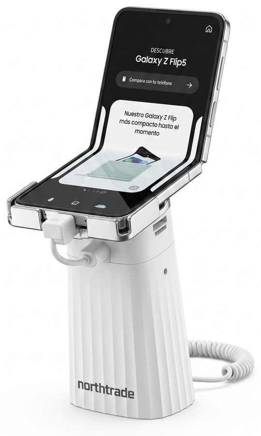 Samsung Galaxy Z Flip5 en soporte NHT Strong Recoiled con logo Northtrade