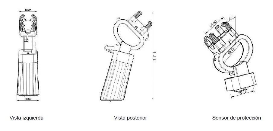 NHT Watch Electronic - plano técnico con dimensiones: 46mm ancho, 58.9mm base, altura 115mm