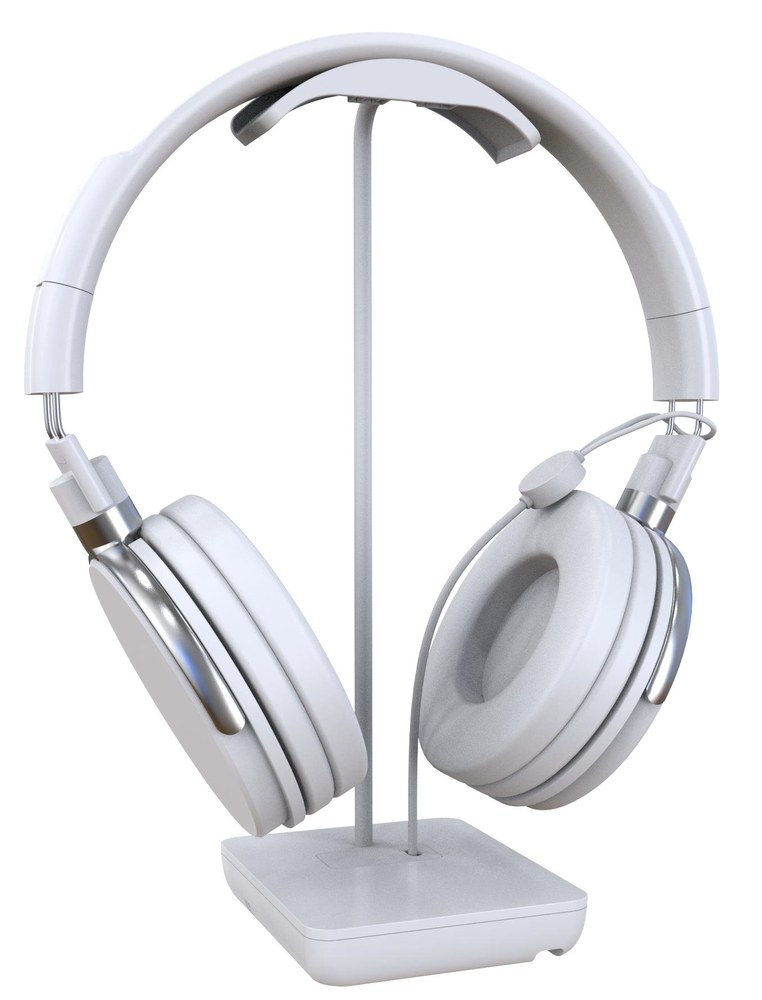 Stand NHT Wearable con audífonos over-ear en exhibición retail