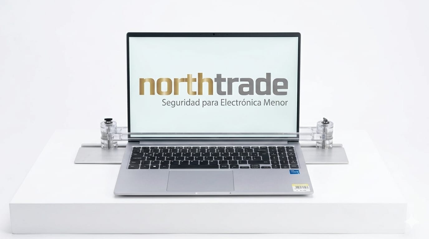 Protrack VPG acrílico con notebook protegido en exhibición retail