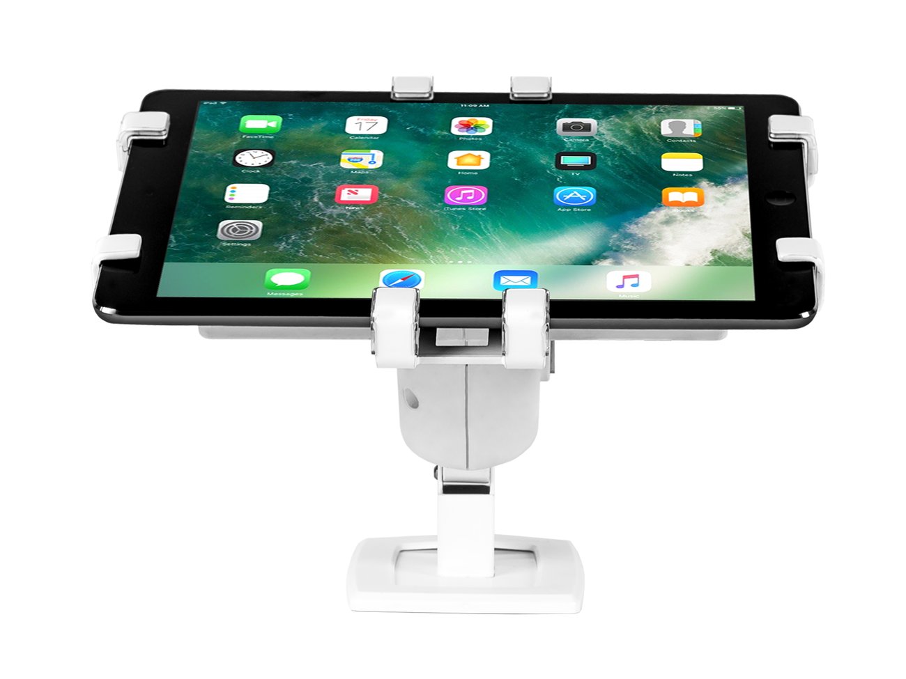 Tablet protegida con alarma NHT en soporte de exhibición retail