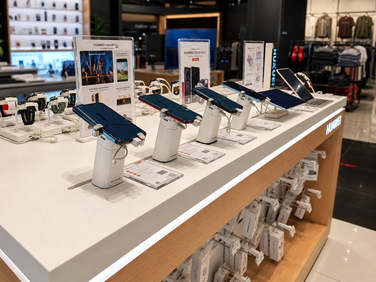 Exhibición Huawei con soportes Northtrade